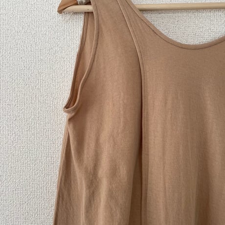 Asymmetry tank-top  Dark brown/White/Beige