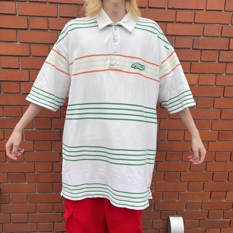 akademiks ボーダー柄BIGポロシャツ