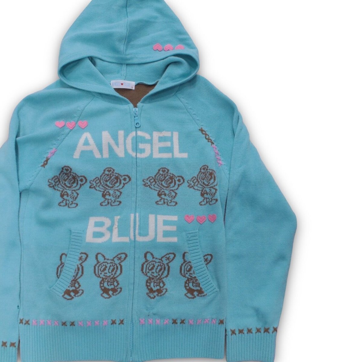 angel blue ナカムラくん&田中さんデザインジップアップニットパーカー