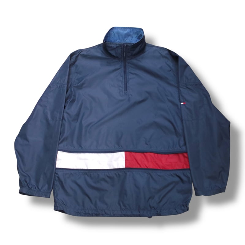 90s TOMMY HILFIGER ジップデザインハーフジップアップナイロン 