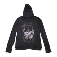 GLAD NEWS 羽付きスケルトンスカルデザインジップアップパーカー