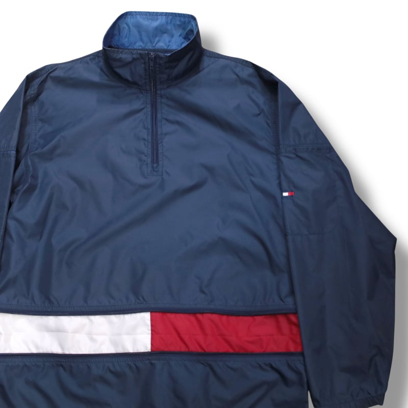 90s TOMMY HILFIGER ジップデザインハーフジップアップナイロン 