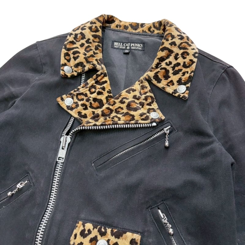 HELL CAT PUNKS レオパード柄切り替えライダースジャケット | サントニ