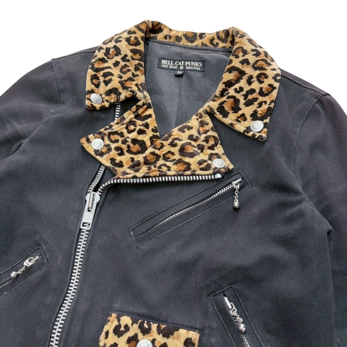 HELL CAT PUNKS レオパード柄切り替えライダースジャケット | サントニ
