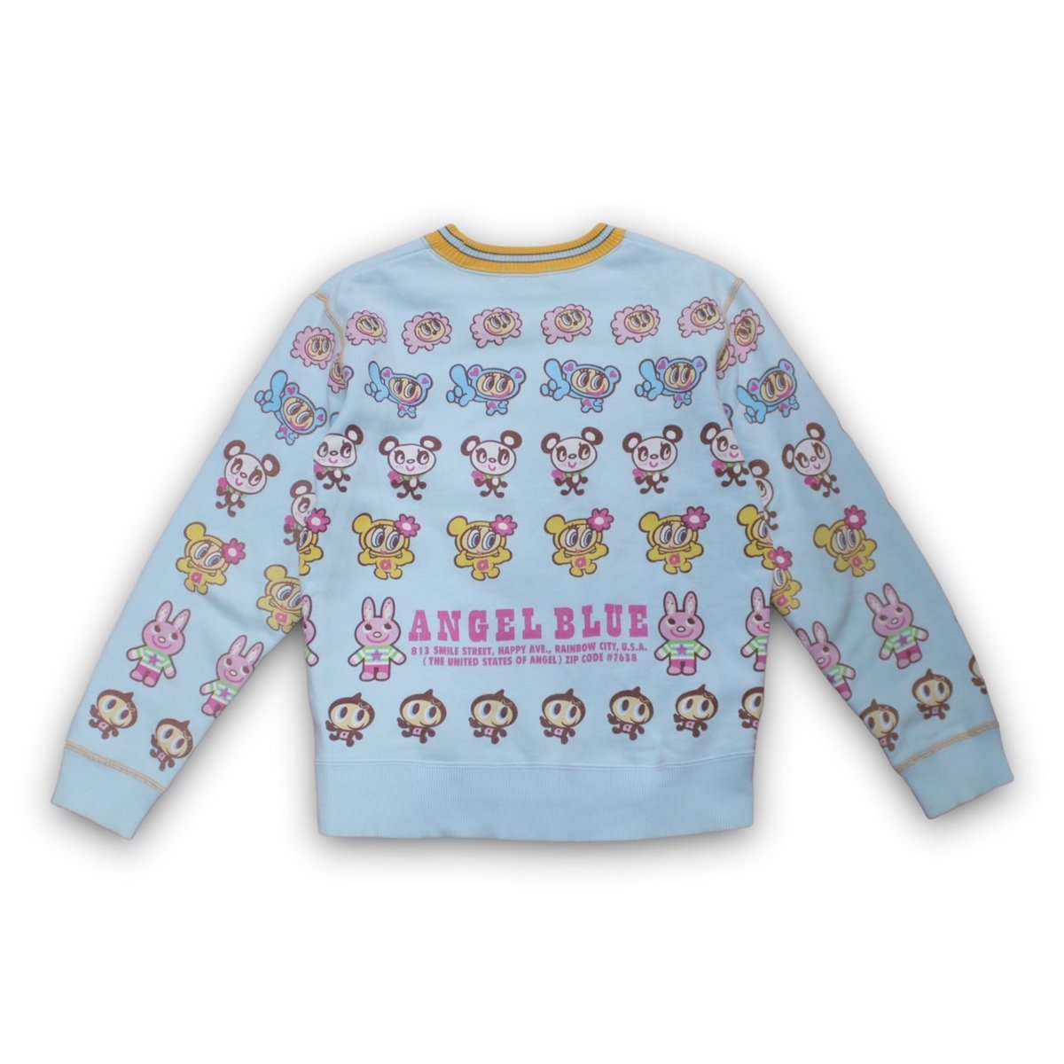 公*o様 美品 当時物 おほほパンダ ANGEL BLUE カラフルセーター L 当時物 激レア エンジェルブルー おほほパンダ ニット パーカー 平成