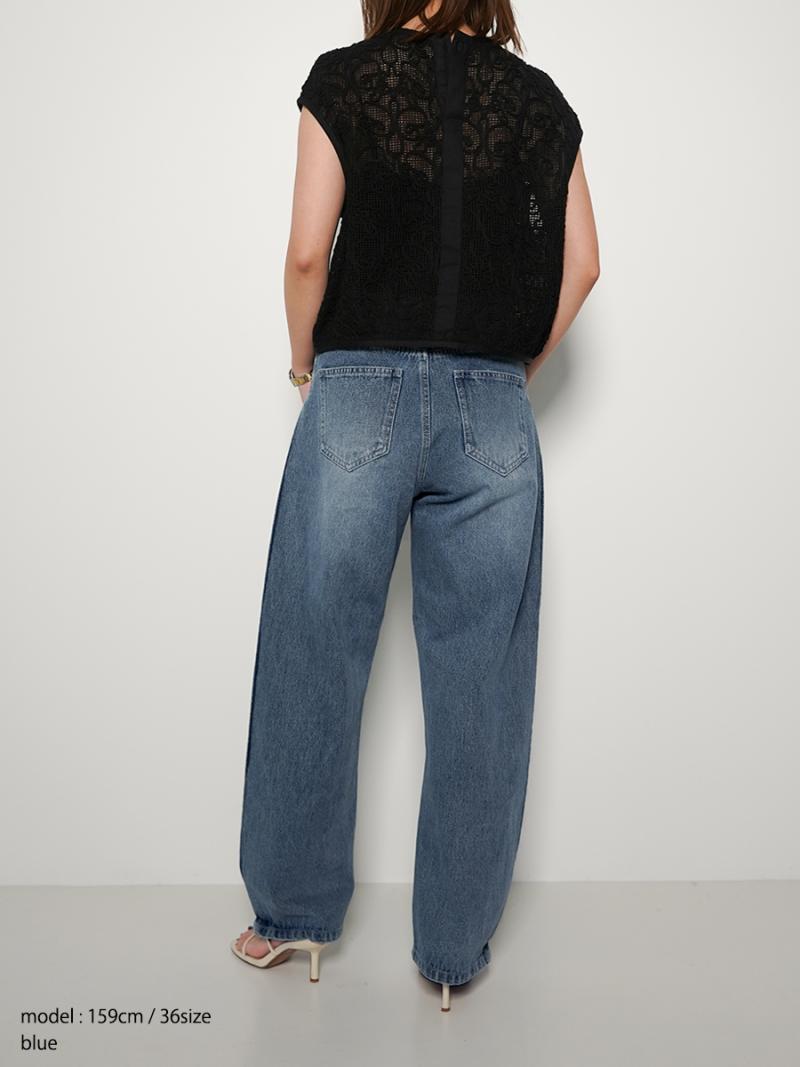 YENN】SIDE PLEATED DENIM PT | cavabien YENN】SIDE PLEATED DENIM PT | cavabien
