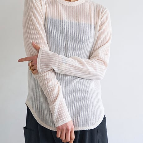 【YENN】STRIPE SHEER RIB TEE [Y263-82086]