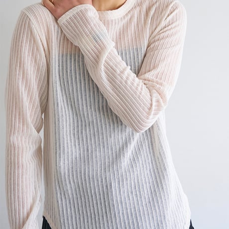 【YENN】STRIPE SHEER RIB TEE [Y263-82086]