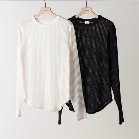 【YENN】STRIPE SHEER RIB TEE [Y263-82086]