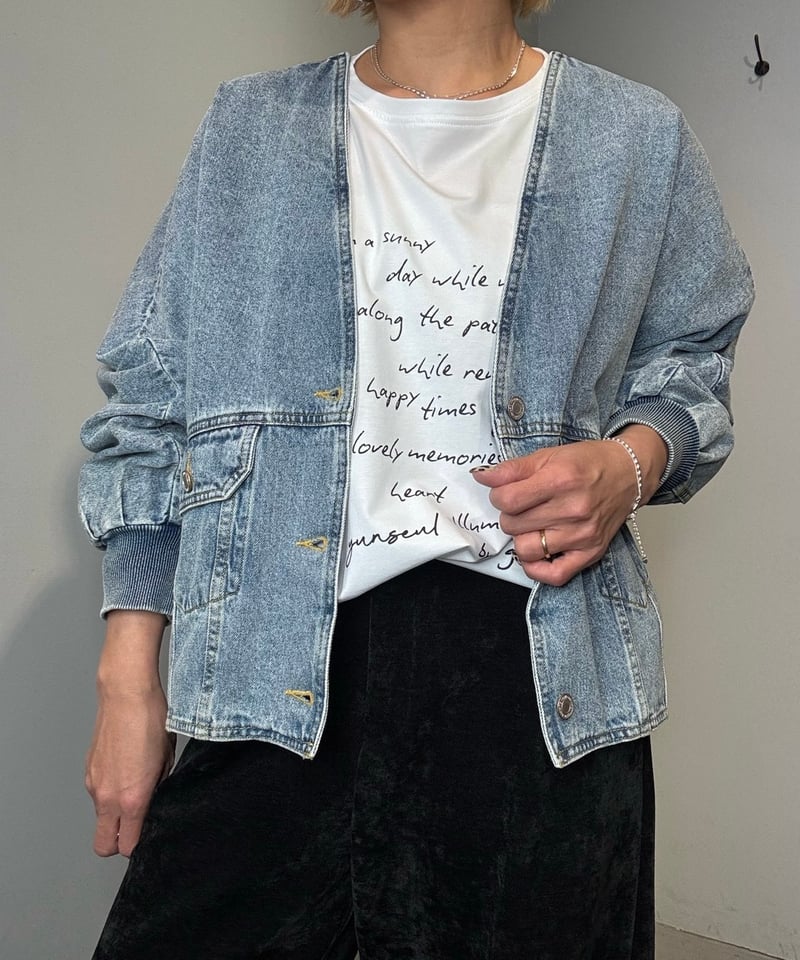 PASSIONE】袖リブノーカラーデニムジャケット［536406］ | cavabien