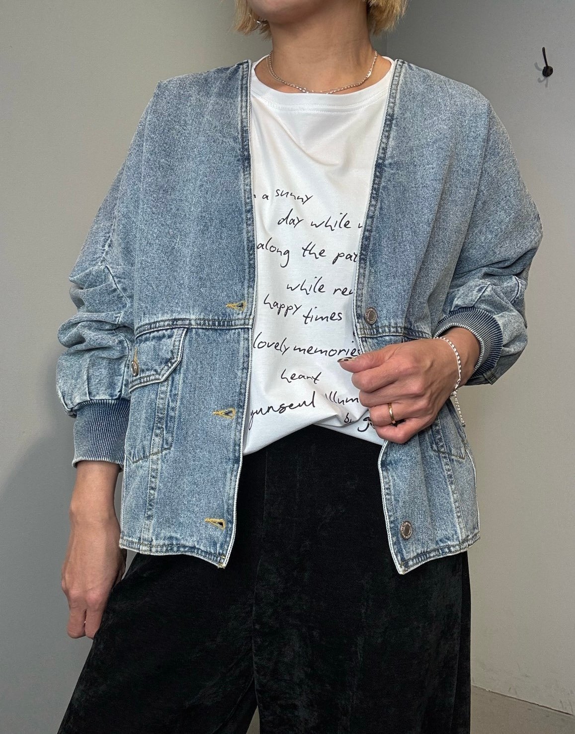 PASSIONE】袖リブノーカラーデニムジャケット［536406］ | cavabien