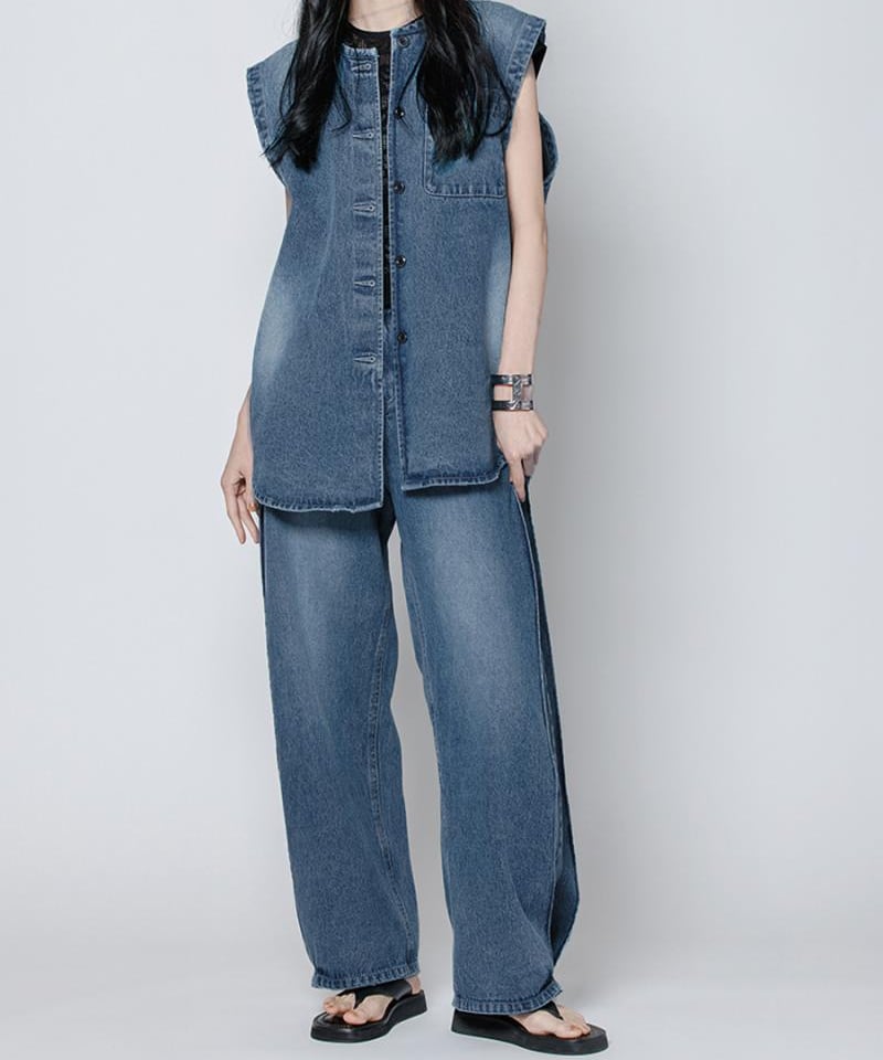 YENN】SIDE PLEATED DENIM PT | cavabien YENN】SIDE PLEATED DENIM PT | cavabien