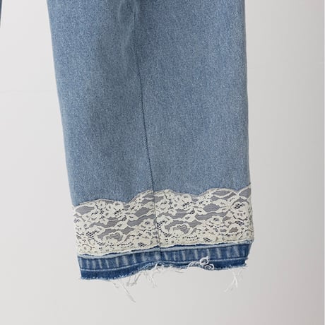 【YENN】LACE HEM TUCK DENIM [Y263-31097]
