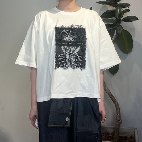 【TRANOI.】レース×アートプリントワイドTee［242J227］