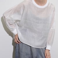 【CYAN tokyo】グロッシーシアーボーダーブラウス《610432》