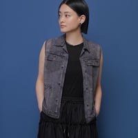 【CYAN tokyo】デニム転写シフォンベスト［601463］