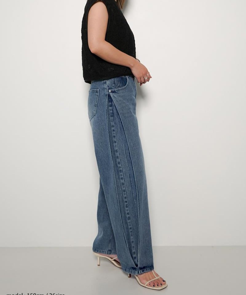 YENN】SIDE PLEATED DENIM PT | cavabien YENN】SIDE PLEATED DENIM PT | cavabien