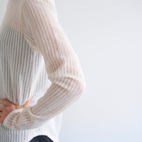 【YENN】STRIPE SHEER RIB TEE [Y263-82086]