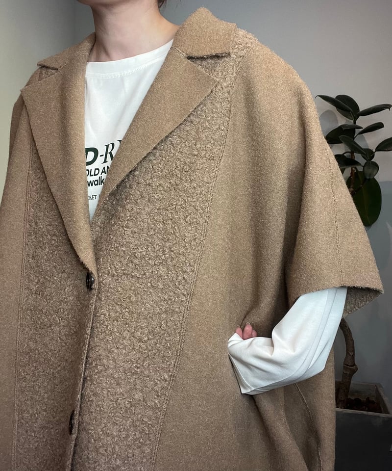 CYNICAL】ボアスライバーリバーシブルポンチョコート［552-94054