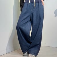 【QTUME】サイド異素材ラインデニム［612-26024］
