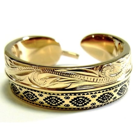 Hawaiian jewelry  オルテガ柄 フェザーモチーフリング  k14 ゴールド 指輪