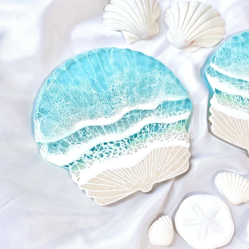 海洋テーマの立体アート 貝殻とサンゴ 若き 