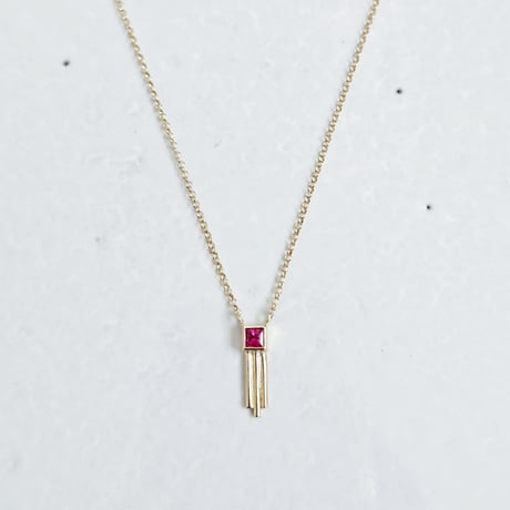 K18×square ruby necklace
