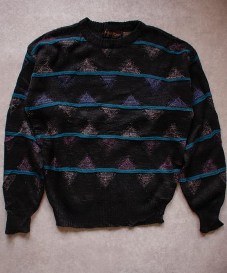 90’s Geometric Pattern Acryl Knit Sweater / ジオメトリック柄アクリルニットセーター