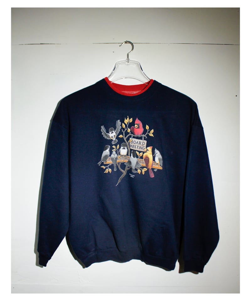 80s 90s bird print sweat / ネイビースウェット | schiele
