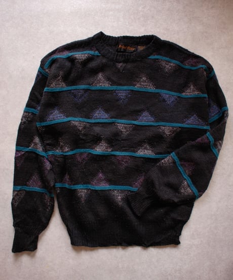 90’s Geometric Pattern Acryl Knit Sweater / ジオメトリック柄アクリルニットセーター