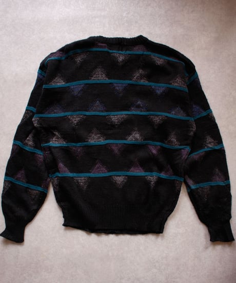 90’s Geometric Pattern Acryl Knit Sweater / ジオメトリック柄アクリルニットセーター