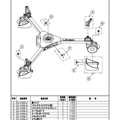 Libec　DL-10RB　トライポッドT102RB / T103RB / T103C / T150B / T150C / T150F用ドリー(税込み定価￥194,700)