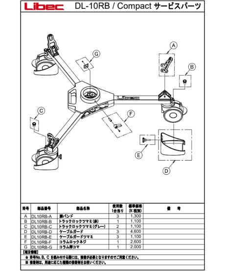Libec　DL-10RB　トライポッドT102RB / T103RB / T103C / T150B / T150C / T150F用ドリー(税込み定価￥194,700)