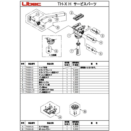 libec TH-X　 小型(4kg以下）カメラ用3段三脚　(税込み定価￥41,140）