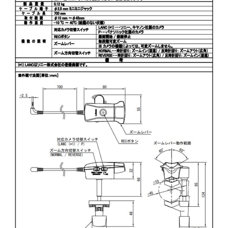 Libec　ZC-LP　LANC*カメラ＆Panasonic用ズームリモートコントロール(税込み定価￥16,500)