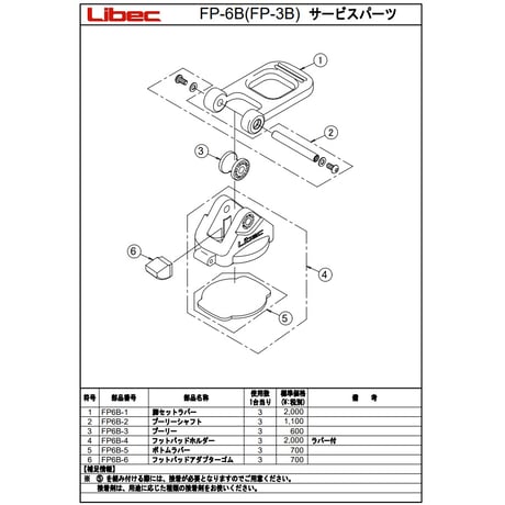 Libec　FP-6B　トライポッドT102RB / T103RB / T150B / T150C / T150F用 フットパッド(税込み定価￥12,100)