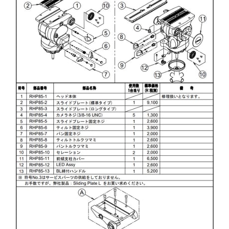 Libec　RSP-850PD(B)　小型ペデスタル三脚 中継タイプ(ヘッドRHP85）(税込み定価￥1,130,800)
