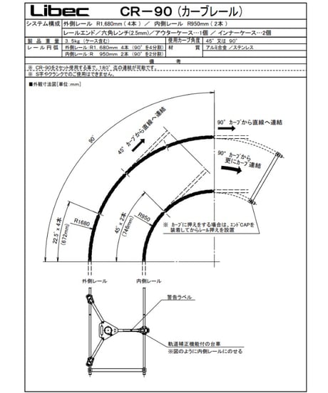 Libec　CR-90　90°カーブレール(税込み定価￥150,700)