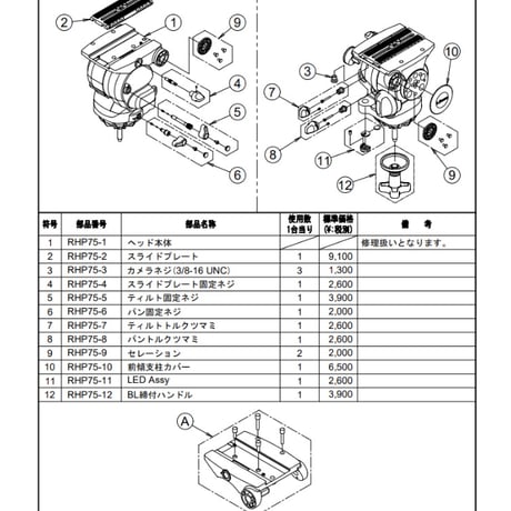 Libec　RSP-750PD(B)　小型ペデスタル三脚 中継タイプ(ヘッドRHP75）(税込み定価￥988,900)