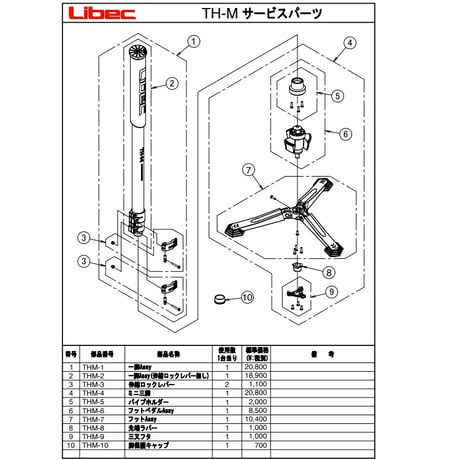 Libec　TH-M　ハンドフリー3段モノポッド(ビデオ一脚）(税込み定価￥32,670）