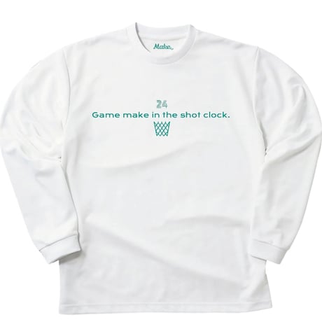 GM long tee 【DRY】WHITE(aqua green print)