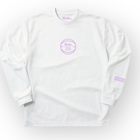 AW long tee 【DRY】WHITE×lav