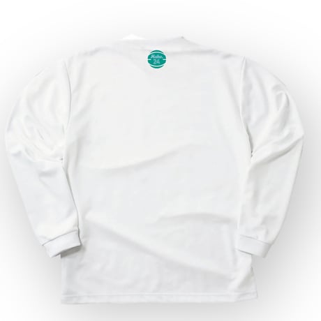GM long tee 【DRY】WHITE(aqua green print)