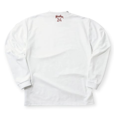 WT long tee【DRY】WHITE×Bordeaux