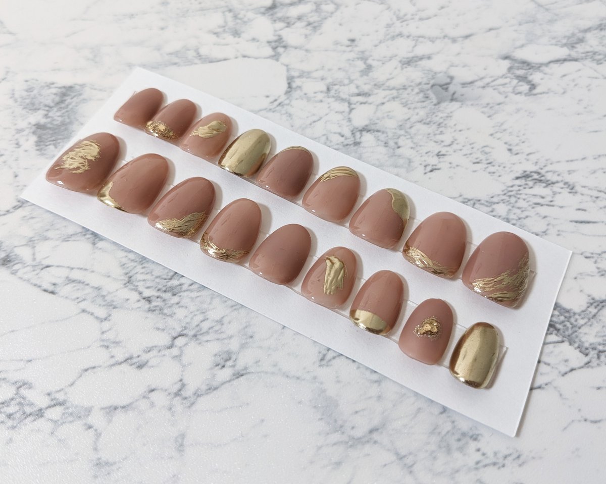 ニュアンスネイル ベージュネイルミラーネイル ネイルチップ ネイルチップオーダー サイズオーダー】ベージュニュアンスネイル ネイルチップ（つけ