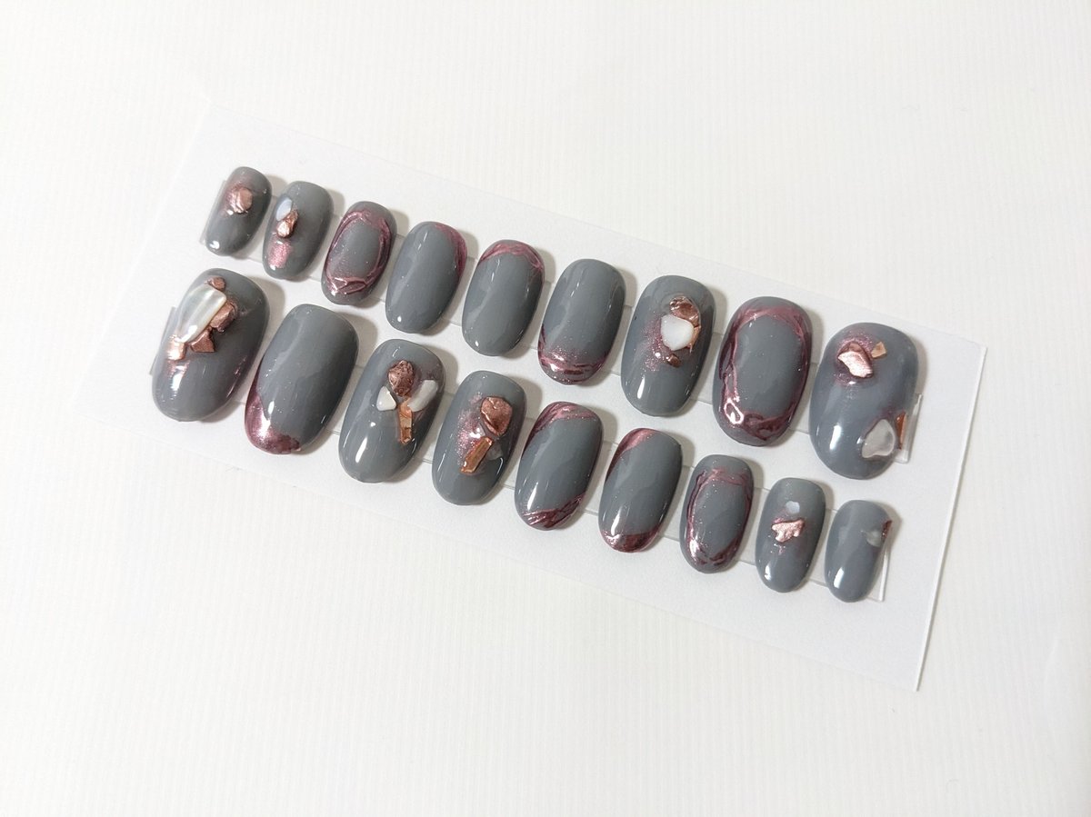ネイルチップニュアンスグレー花ミラー185専用 激安通販の ネイルチップニュアンスグレー花ミラー185専用