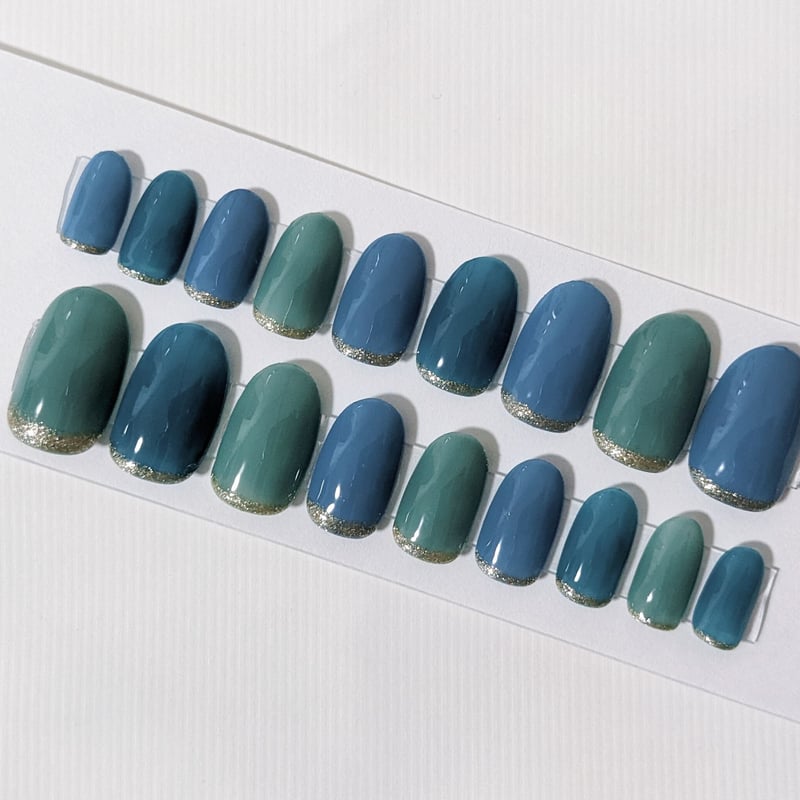 ネイルチップ シンプル 青 アニマル 緑 水色 ネイルチップオーダー 韓国 c412a9b3f5ff023910fcc790910a2c