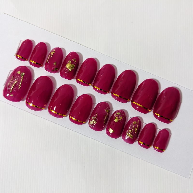 レッド ゴールドライン ネイルチップ | みぃネイル's STORE