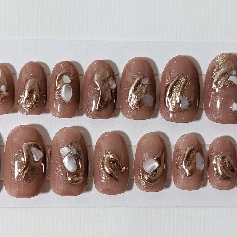 ブラウン シェル ミラー ニュアンス ネイルチップ | みぃネイル's STORE