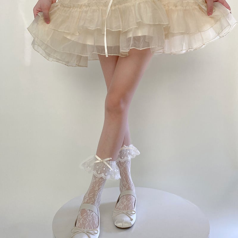 Nodress 2025SS ホワイト　レース　リボン　ソックスy2k Nodress 2025SS ホワイト レース リボン ソックスy2k Nodress